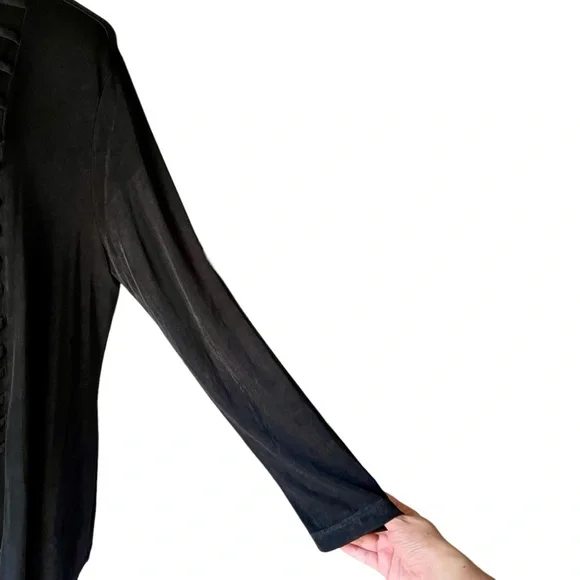 Chico’s Travelers Open Front Black Ruffle Cardigan Jacket Sweater Women Sz 3 XL - Picture 5 of 7